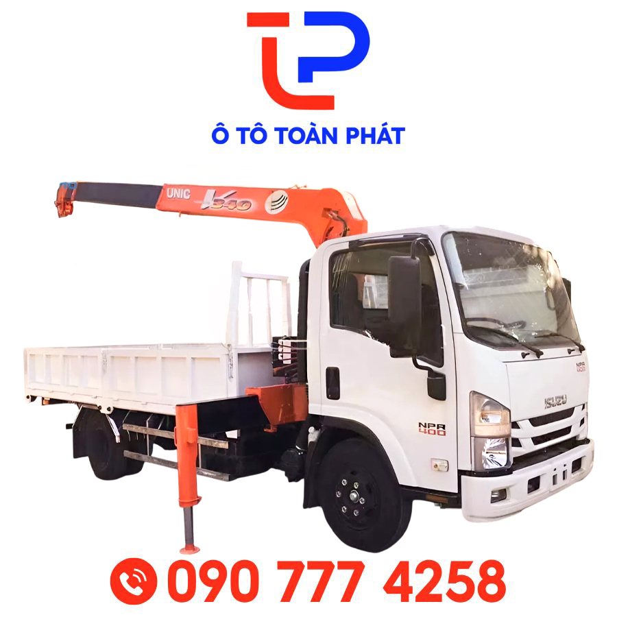 Xe Tải Isuzu NPR 400 – 2,4 Tấn Gắn Cẩu